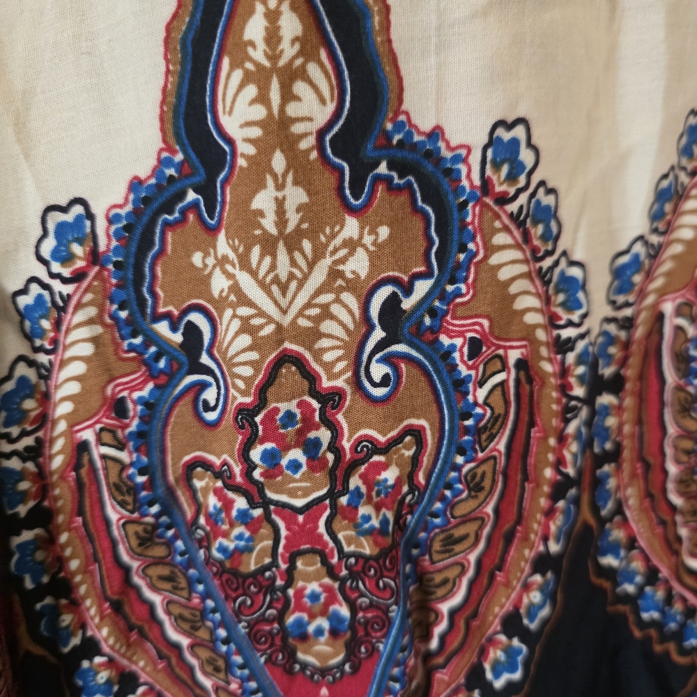 Bohemian Navy and Cream Midi Dress - Picture 3 of 5